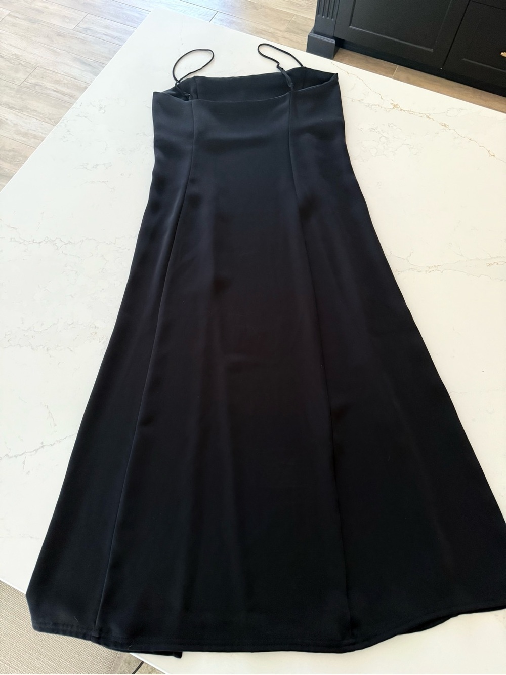 Aritzia Babaton Black Satin Slip Maxi Dress XS Elegant Minimalist Side Slit - Picture 2 of 4
